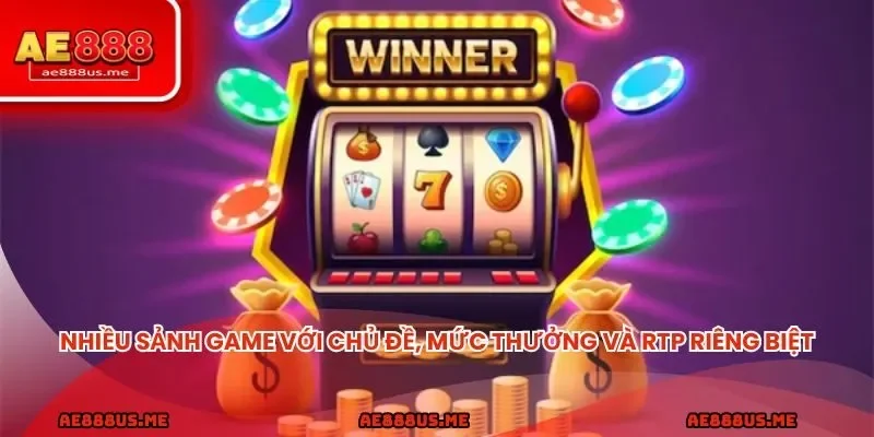 Nhiều sảnh game với chủ đề, mức thưởng và RTP riêng biệt